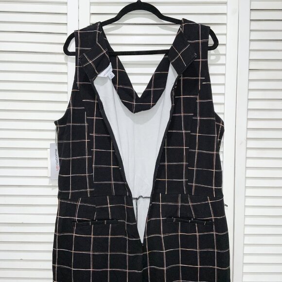 Liz Claiborne Black Plaid Wide Leg Jumpsuit Size 16 - Picture 4 of 9